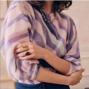 NWT Sézane Chessy Jumper Zebra Pastel sz Small